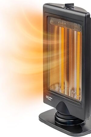 Comfort Zone Oscillating Portable Space Heater, Flat Panel, Halogen, Infrared, Electric, Adjustable Tilt, Overheat Sensor, Stay-Cool, & Tip-Over Switch, Ideal for Home, Bedroom, & Office, 800W, CZHTV9
