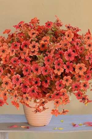 Artificial Flowers for Outdoor, 16 Bundle UV Resistant Fake Silk Flowers, Realistic Faux Plants for Outside Indoor Porch Patio Window Box Planter Home Decor (16, Fall Mixed Orange)