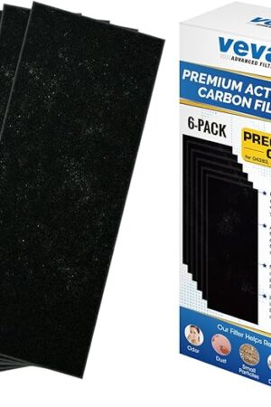 VEVA Pre-Filter Replacement Compatible with Hamilton Beach 04383, 04384, 04386 Air Purifier - 6 Pack - Smoke and Odor Eliminator Carbon Filters