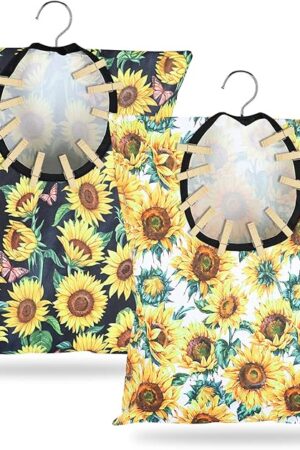 2 Pcs Sunflower Clothes Pin Bag Clothespin Bag Holder Clothespin Holder 15 X 11 Inch Clothes Pin Hanging Bag Clothespin Bag for Clothesline Outdoor Outside Wardrobe and Laundry Room