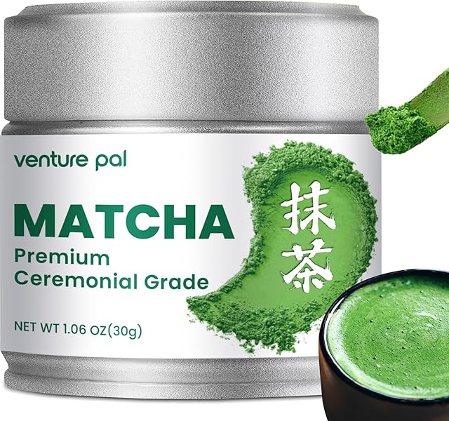 Venture Pal Ceremonial Grade Matcha Powder, Premium First Harvest | Vegan, Gluten-Free | Sugar-Free, No Additives | 100% Pure Matcha Green Tea | 30g/1.06oz