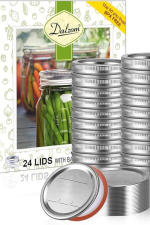 Dalzom® 48Pcs Canning Lids with Rings Regular Mouth, Premium Mason Jar Lids with Bands/Rings for Ball, Kerr Jars - Food Grade Material, 100% Fit & Airtight for Regular Mouth Mason Jars