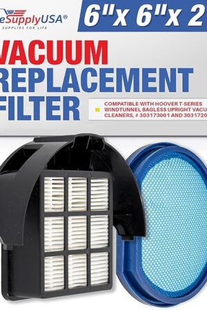 Vacuum Filter Replacement + Exhaust HEPA Kit Compatible with Hoover T-Series WindTunnel Bagless Upright Vacuum Cleaners, # 303173001 and 303172002 by LifeSupplyUSA