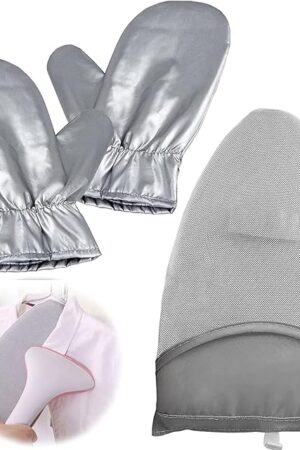 Bimkole 2 PCS Garment Steamer Ironing Glove, Anti Steam Gloves Waterproof Durable Heat Resistant Clothes Protective Ironing Glove for Garment Steamer Clothes Kitchen Baking Silver (Pointy)