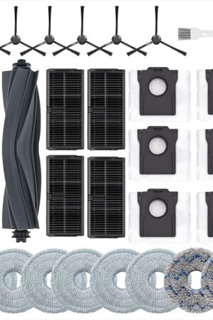 27Pcs Replacement Parts for Dreame L10s Ultra Gen2/L10s Pro Ultra Heat/X30 Ultra Vacuum Cleaner Accessories Kit,2 Main Brush,4 HEPA Filters,8 Mop Pads,6 Dust Bags,6 Side Brushes，1 Cleaning Brush