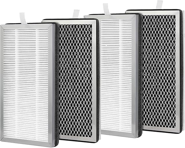 4 Pack 15 Filter Replacement Compatible with 15 Air Purifier, 3-in-1 Contains Pre-Filter and Activated Carbon Filter