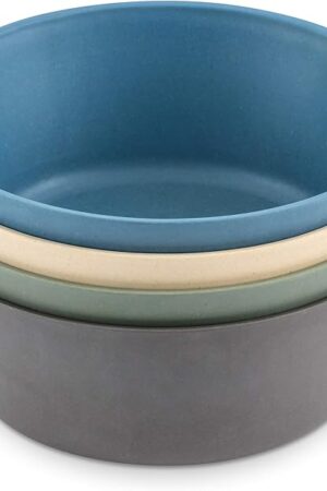 WeeSprout Bamboo Kids Bowls, Set of Four 10 oz Kid-Sized Bamboo Bowls, Dishwasher Safe Kid Bowls (Blue, Green, Gray, & Beige)