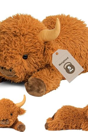 5lbs Highland Cow Weighted Stuffed Animals, 22in Giant Highland Cow Gift Plush Toy,Adorable Stuffed Animal for Kids and Adults Highland Cattle Plushie Pillow Decor