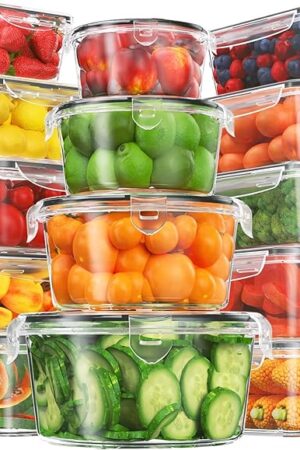 28 Pieces Food Storage Containers with Lids EXTRA LARGE Freezer Containers for Food BPA-Free Meat Fruit Vegetables Plastic Containers with lids Storage Airtight Leak-Proof Food Boxes for Kitchen