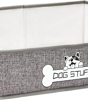 Collapsible Fabric Dog Toy Box and Storage Bin With Handle - Trapezoid Basket Chest Organizer for Pet Toys, Blankets and Accessories