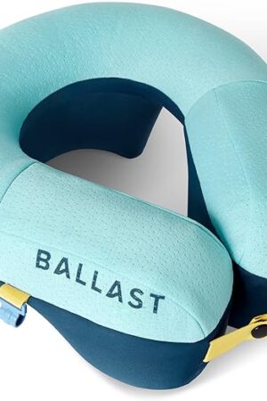 Ballast Travel Pillow PRO – Neck Pillow for Airplane, Compact Travel Pillow for Beach & Traveling, Enjoy Relaxation Wherever You Go (Tropical Blue)