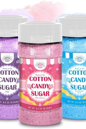 Cotton Candy Floss Sugar Package of ct-(Pink Vanilla, Blue Raspberry & Grape)-8.5oz Each Flavor (1 Count (Pack of 3))