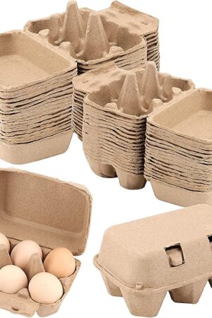 40 Pack 6 Count Egg Cartons, 6 Cell Pulp Fiber Egg Holders, Chicken Egg Holder Container Organizer