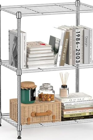 450 lbs Wire Storage Shelving 3-Tier Utility Shelving Unit Steel Organizer Wire Rack for Home,Kitchen,Office,Chrome(11.8" D x 17.7" W x 26.4" H)