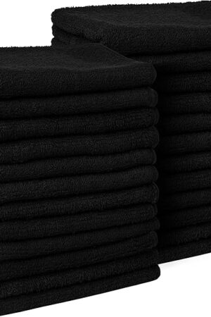 Black Salon Towels for Hair Stylist - Pack of 24, Not Bleach Proof, 16 by 27 Inches, Highly Absorbent Cotton Towels for Hand, Gym, Beauty, Spa, and Home Hair Care