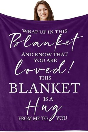 Butonus Get Well Gifts for Women After Surgery, Blanket for Woman, Thinking of You Gifts for Women, Inspirational Encouragement Healing Purple Hug Blanket 60"X50"