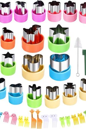 Vegetable Cutter Shapes Set Mini Sizes Cookie Cutters Set Fruit Cookie Pastry Stamps Mold Food Decorative Kids Baking and Food Supplement Tools (24pcs cutters）