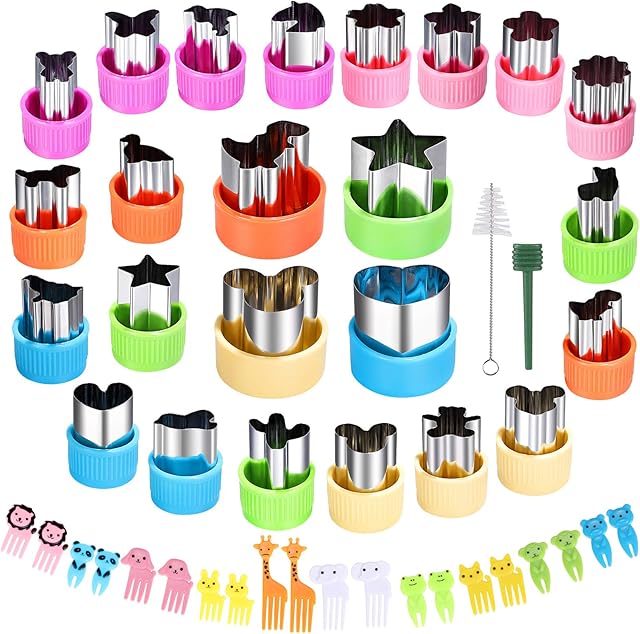 Vegetable Cutter Shapes Set Mini Sizes Cookie Cutters Set Fruit Cookie Pastry Stamps Mold Food Decorative Kids Baking and Food Supplement Tools (24pcs cutters)