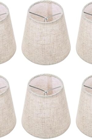6Pcs Handmade Chandelier Shades,Natural Linen Clip On Chandelier Lamp Shades,Small Lamp Shades,3.5x5x5.5in(Top Height Bottom),Clip On for Table Lamp Wall Replacement