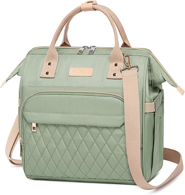 AIJIEKE Lunch Bag for Women, Large Lunch Box for Work Insulated Lunch Bag, Adult Leak Proof Lunch Tote Cooler Bag with Side Pockets & Adjustable Strap, Lunch Purse for Picnic Beach, Green