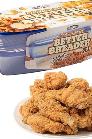 Cook's Choice XL Original Better Breader Batter Bowl- All-in-One Mess Free Breading Station Tool- Great for Parties - Pour in Seasoning, Add Meat or Vegetables of Choice, & Just Shake- Made in the USA