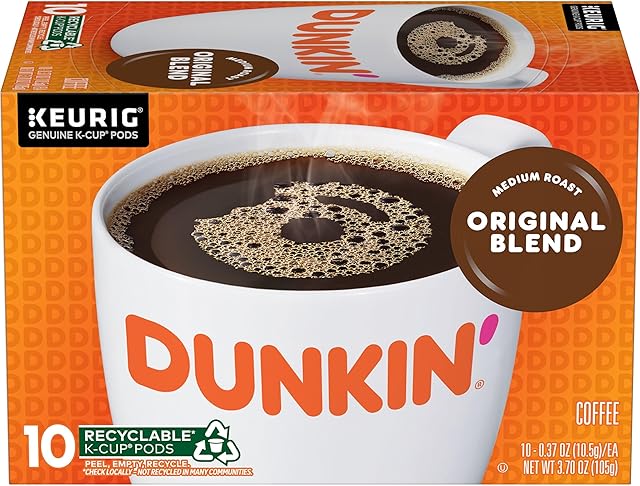 Dunkin' Original Blend Medium Roast Coffee, 10 Keurig K-Cup Pods