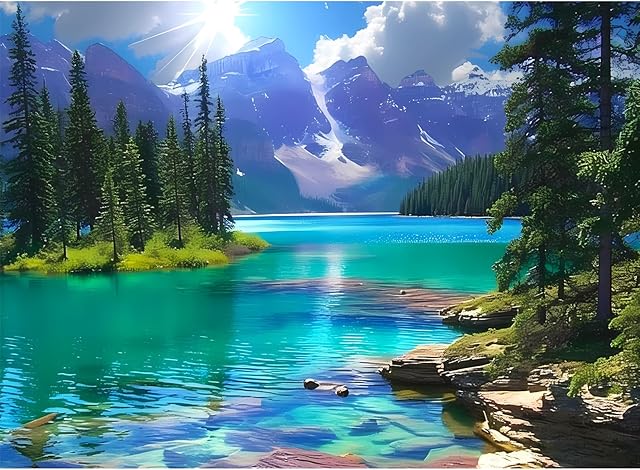 The 500 Pieces Puzzles for Adult Jigsaw Puzzle 500 Piece Puzzle Children Elderly Puzzle Mountain Forest Lake Puzzles Gift for Mom Dad Family Friend Family Activity Games Home Decor Wall Art 20.5x15IN