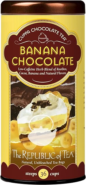 The Republic of Tea – Banana Cuppa Chocolate Tea Bags, Low-Caffeine, 36 Servings