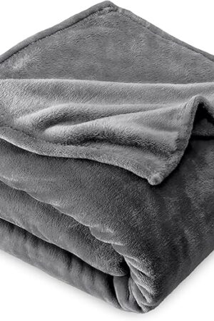 Bare Home Fleece Blanket - Twin/Twin Extra Long - Ultra-Soft Lightweight for Bed, Sofa, and Couch - Luxury Microplush - Cozy Warm Blanket (Twin/Twin XL, Grey)