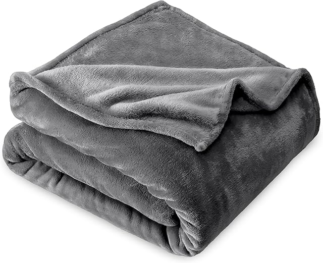 Bare Home Fleece Blanket - Twin/Twin Extra Long - Ultra-Soft Lightweight for Bed, Sofa, and Couch - Luxury Microplush - Cozy Warm Blanket (Twin/Twin XL, Grey)