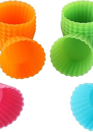 Bakerpan Silicone Mini Cupcake Holders, Mini Cupcake Liners, Pastry & Dessert Cups, 24 Pack (Multi)