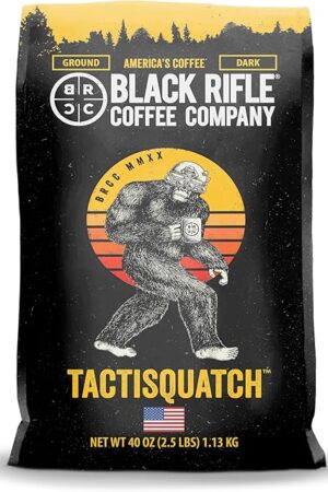 Black Rifle Coffee Company Ground Coffee Dark Roast - Roasted Blend Made from Pure Arabica Beans - Colombian & Brazilian Beans - Veteran Founded & American Made (Tactisquatch, 40oz Bag)