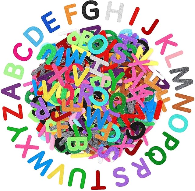 The SEPGLITTER 300pcs Felt Letters Stickers, Self-Adhesive A-Z Alphabet Letters Felt Stickers for Kids DIY Preschool Classroom Craft First Communion Birthday Party Decorations