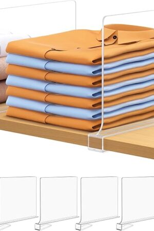 Aolloa 6 PCS Shelf Dividers for Closet Organization Acrylic Clear Closet Shelf Divider for Wooden Shelving Suitable for Wooden or Vertical Shelves Or Bedroom, Kitchen and Office