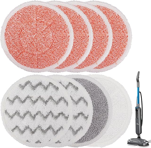 3897A Replacement Steam Mop Pads: 8 Packs Spin Mop Refills Compatible with Bissell Spinwave 3897A 3712C 3712W SmartSteam Scrubbing Steam Mop - Hard Floor Steam Mop Washable Pads (Heavy & Soft)