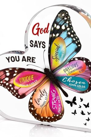 Christian Gifts for Women Birthday, Butterfly Inspirational Gifts for Friends, Mom, Sister, Girl, Female Coworker, Christian - Religious Spiritual Gift, Home Decorative Signs