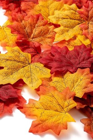 360 Pcs 8cm/3.1inch Artificial Maple Leaves 6 Colors Fall Leaves Thanksgiving Day Autumn Leaf Decorations Wedding Parties Props Party Table Decor Crafts 2024
