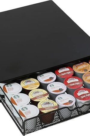 DecoBrothers K-Cup Holder Drawer for 36 Coffee Pods Storage, Black