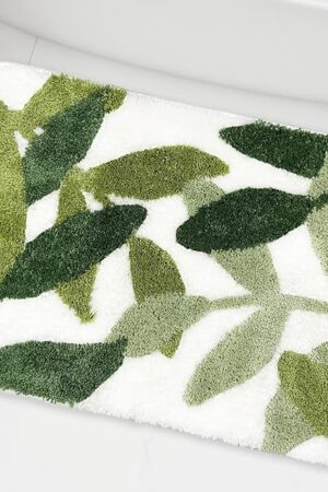 ZebraSmile Bathroom Rugs Bath Rug Microfiber Leaves Bathroom Rug 17.5 X 25.5 in