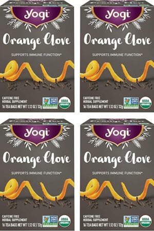 Yogi Tea Orange Clove - 16 Bags per Pack (4 Packs) - Limited Edition Organic, Caffeine-Free Holiday Tea - Immune Support - Includes Astragalus, Cinnamon, Ginger, Cardamom & More