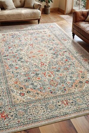 Washable Rug 4x6 Beige Area Rugs for Living Room Kitchen Bathroom Entryway Office Bedroom