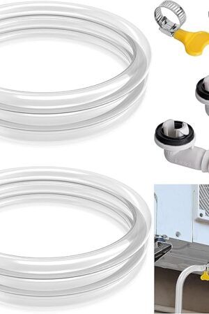 2 Pack Air Conditioner Drain Hose- 3 Ft Portable Leakproof AC Drain Hose Kit- Universal AC Drain Pipe Replacement with 3/5 Inch Hose Connector and Clamp for Window AC Mini Split Unit Parts