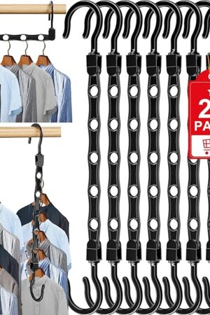 24 Pack Hangers Space Saving Magic Space Saver Storage Smart Plastic Clothes Hanger Organizer Closet Organizers and Storage for Closet Wardrobe Apartment College Dorm Room Essentials, Black