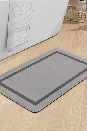 chakme Bathroom Mat Rugs 24x16, Ultra Thin Magic Mat Bath Rug Non Slip Bath Rugs Quick Dry Absorbent Bath Mats for Bathroom Floor, (Grey, 24"x16")
