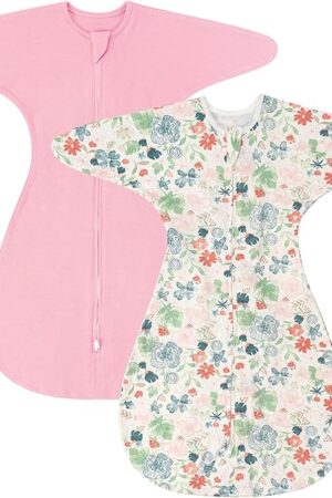 ZIGJOY Shark-Fin Transition Swaddle - 1.0 Tog Baby Sleep Sack Soft Cotton Transitional Swaddle Baby Wearable Blanket