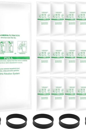 15 + 5 Pack Compatible with Vacuums 204811 Micron Magic Hepa Filter Plus Bags Universal Hepa Cloth Bags and Belts 301291 for F-Style and Twist-Style, and All Models Generation 4 - Sentria II