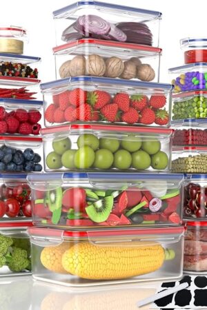 40-Piece Reusable Food Storage Containers with Lids Airtight, 100% Leakproof Plastic Meal Prep Storage Food Grade Kitchen Organizer, Stackable Freezer Containers, Microwave & Dishwasher Safe