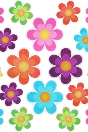 26 Pieces Flower Non Slip Stickers for Bathtub Daisy Non Slip Shower Sticker Adhesive Star Flower Cute Bathtub Decals with Bright Colors, Bath Tread for Bathroom and Other Slippery Surfaces(Colorful)