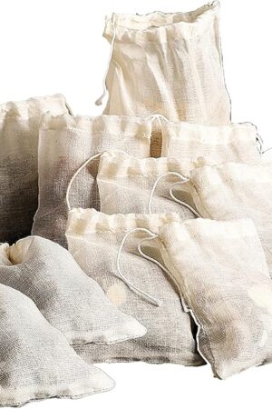 10 Pcs Spice Bags, Reusable Empty Tea Bags, Muslin Strainer Bags, Soup Bags for Cooking Natural Cotton Fine Mesh Cheesecloth Bags for Cold Brew Coffee(4 x3.2Inch)