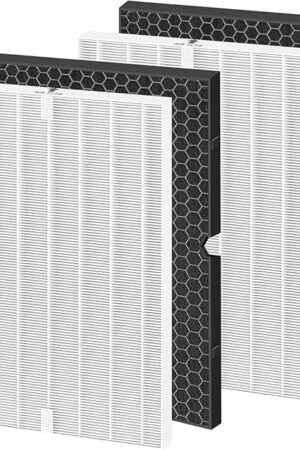 Colorfullife 2 Sets 116130 Replacement Filter H for Winix 5500-2 AM80 Plasmawave Air Purifier, 2 True HEPA Filter and 2 Activated Carbon Filter Combo Pack, Replacement Part 116130
